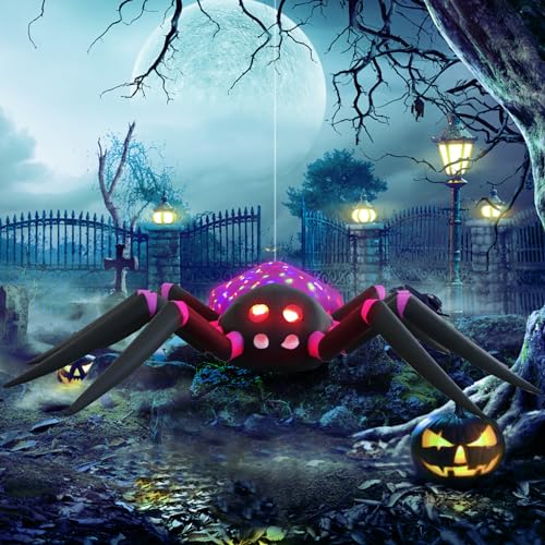 12ft Purple Spider Halloween Inflatable Decoration with LED Lights - Outdoor Lawn & Garden Scene