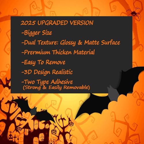 Halloween Bat Stickers - 60 Waterproof Reusable Wall Decals for Holiday Decor