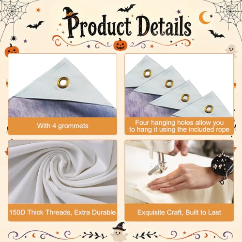 Skeleton Wall Banner Halloween Decor Breakout Banner 71x43 Inch - Hooded Skull Scene
