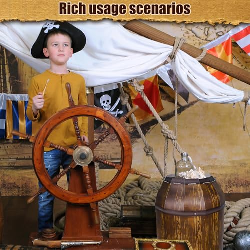 4 Pack Pirate Barrel Party Decorations - Large Cardboard Whiskey Barrels for Western Cowboy & Pirate Themes