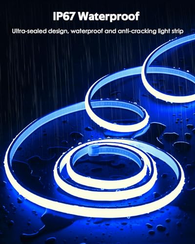 Blue COB LED Strip Lights 5M Waterproof Outdoor Rope Lights with Switch
