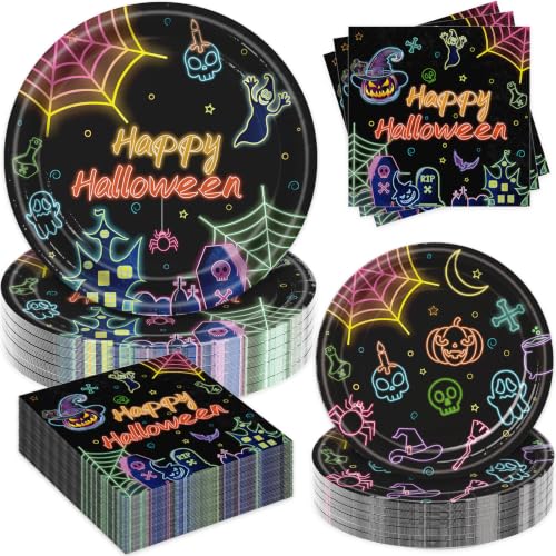 Halloween Paper Plates and Napkins Party Supplies Set - Serves 60