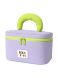 LALAMISI Makeup Bag Cute Cosmetic Bag for Women Girls Large Capacity Makeup Organizer Portable Travel Toiletry Bag with Handle and Brush Compartment, Purple
