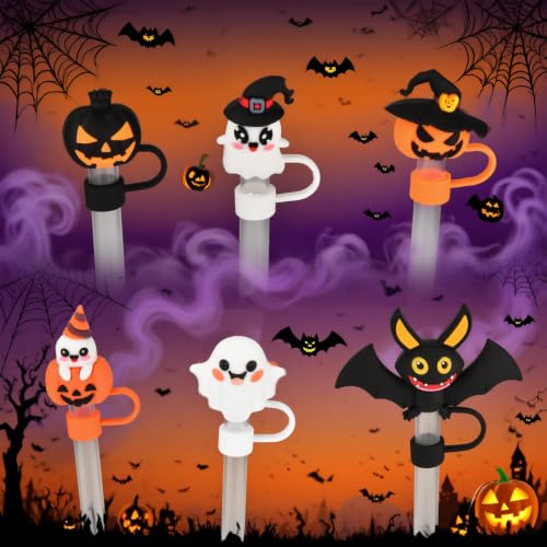 Halloween Ghost Silicone Straw Cover Cap for 30oz/40oz Stanley Tumbler - Bat Variation