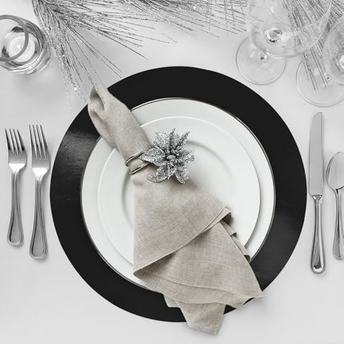 Bright Black Mirrored Round Disposable Placemats - 13x13 Inch, 100 Pcs