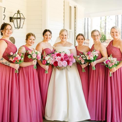 Pink Fake Roses Artificial Flowers Set for DIY Wedding Bouquets & Home Decor - Fuchsia Variation