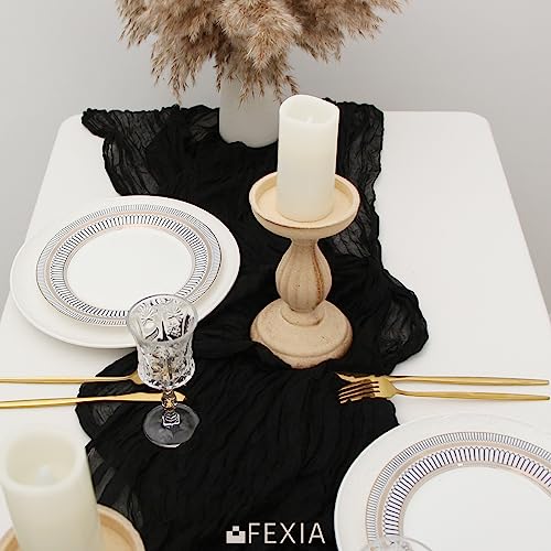 Black Cheesecloth Table Runner 6 Pack - 10Ft Rustic Boho Fall Party Decor