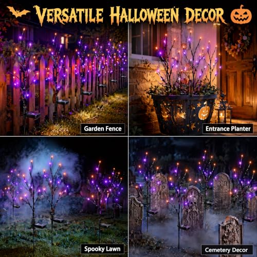 Black & Orange Purple Solar Halloween Tree Lights 2 Pack - Variation of THIS listing