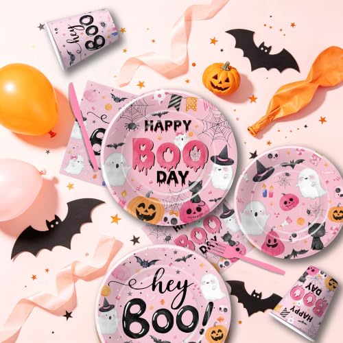 Pink Halloween Party Decorations Set for Girls - Serves 24