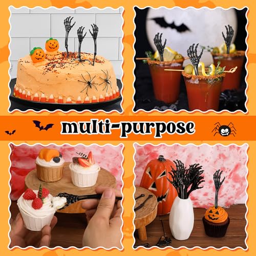 Black Skeleton Cocktail Stirrers - 60 Pcs Reusable Halloween Drink Picks