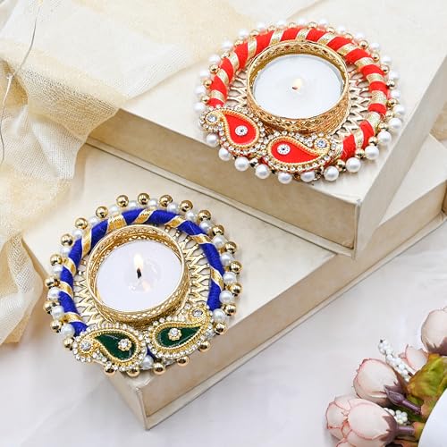 8 Pcs Iron Diwali Tea Light Candle Holders Set - Leaves Design, Religious Festival Decor Variation of THIS listing 8