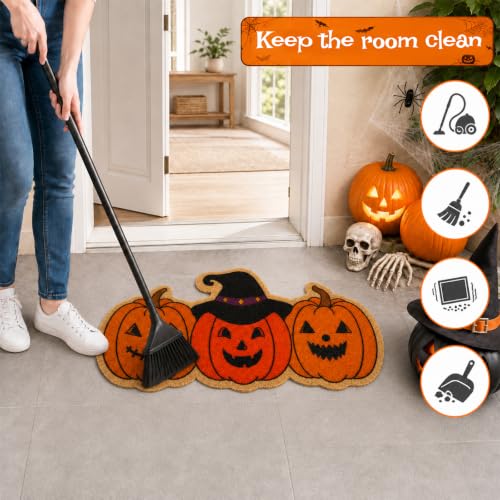 Halloween Door Mat Pumpkin Patterned Doormat 30x17in - Orange Variation