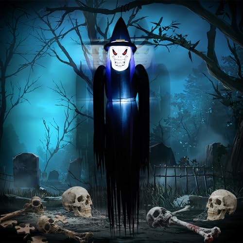 6FT Hanging Ghost Inflatable Halloween Decor with Built-in LEDs - Outdoor & Yard