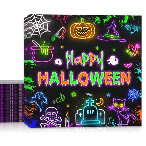 Halloween Paper Napkins 48 Pack - Ghost & Spooky Design for Parties & Events