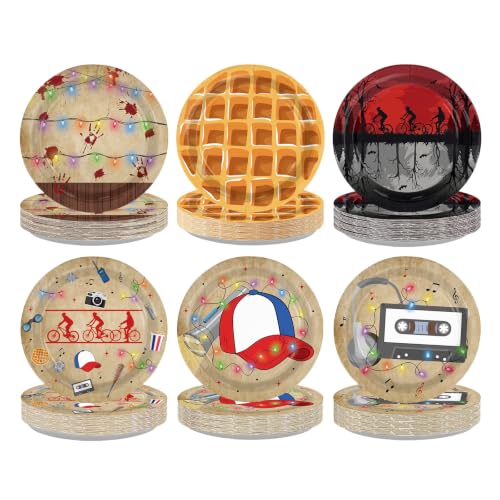 Retro Strange Features Plates - 60Pcs Spooky Rustic Alphabet 9 Inch Paper Plates