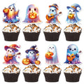 Halloween Cupcake Toppers Set - 24 Cute Ghost and Pumpkin Decorations with Toothpicks