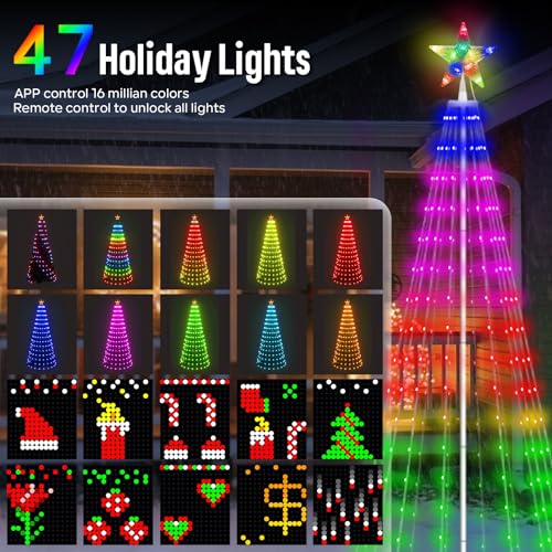 6ft Outdoor Prelit Christmas Tree with 47 Color-Changing LED Lights & App Control