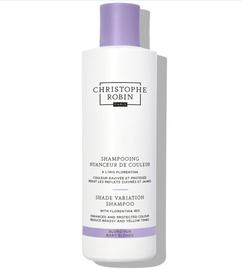 Christophe Robin Shade Variation Baby Blonde Toning Purple Shampoo with Florentina Iris, Neutralizes Brassy, Yellow Tones for Blonde, Bleached, Silver, Highlighted Hair 250ml