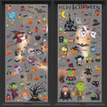 Halloween Window Clings Set - Double Sided Witch Ghost Pumpkin Bat 9 Sheets with Variation Monster Witch