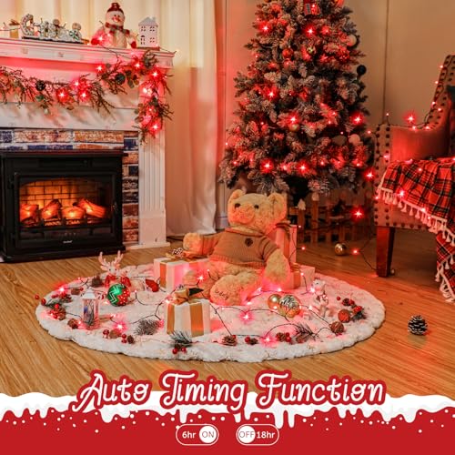 Battery Operated Christmas Fairy Lights 66FT 200 LEDs 8 Modes Waterproof 4 Pack - Red / 17 FT