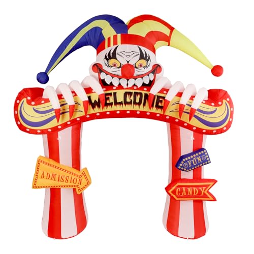 10.2ft Halloween Inflatable Clown Arched Yard Decor with LED Light for Outdoor & Indoor