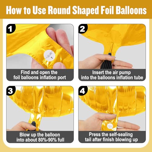 Adlbbkiy Gold 20-Pack 18 Inch Round Foil Balloons for Party Decorations
