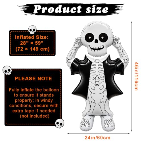 Large Self-Standing Skeleton Balloons for Halloween Party Decorations - 2 Pack
