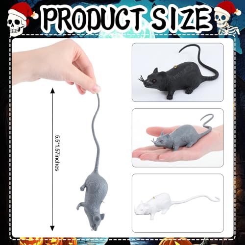 Fake Rat Ornaments Set - Realistic Plastic Mice for Halloween & Party Decor