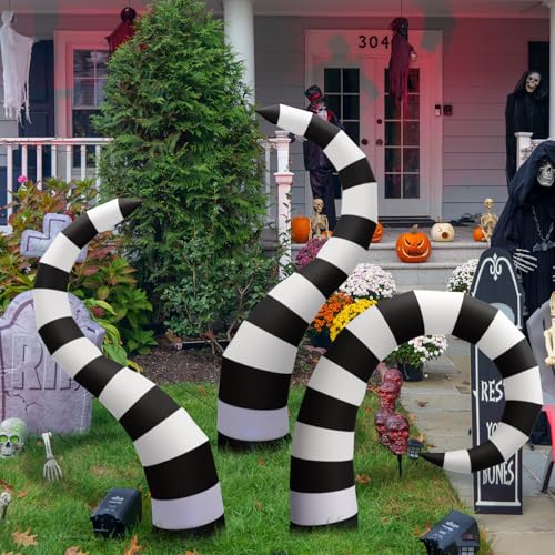 Halloween Inflatable Worm Yard Decoration Set - 3 Black 6 ft LED Snakes