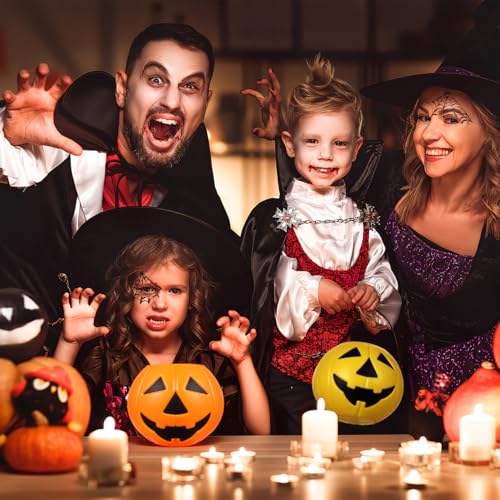 Halloween Pumpkin Bucket Candy Holder with Handle - 8.3 Inch Plastic Trick or Treat Pail