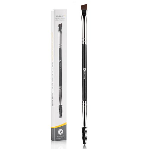 KINGMAS Eyebrow Brush - Professional Duo Angled Brush for Lining & Shaping Brows | Black