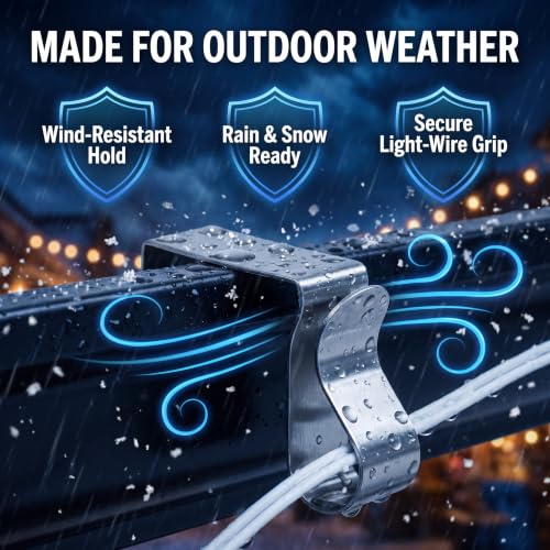 50 Pcs Metal Gutter Clips for Outdoor String Lights, Xmas & Holiday Decorations