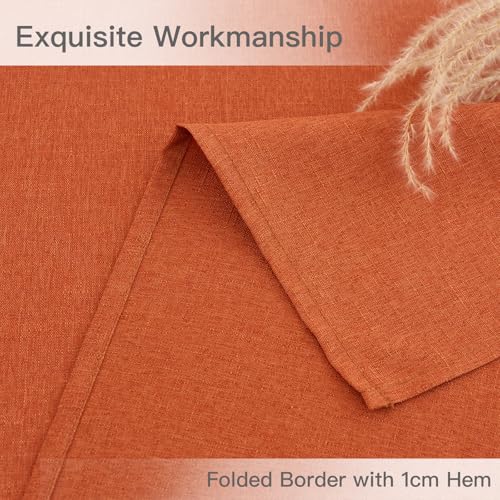 Water-Resistant Linen Textured Rectangular Tablecloth 60x108 Inch - Rust - Spillproof & Wrinkle-Free