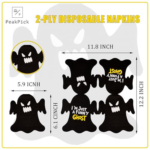 Halloween Ghost Napkins - 80 Pack Disposable Spooky Party Paper Napkins