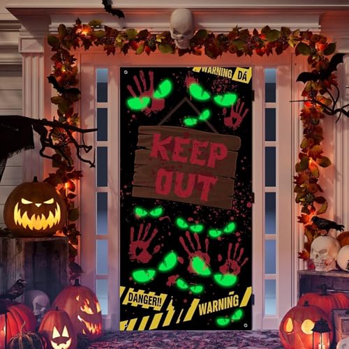 Horrible Halloween Door Cover with Glow-in-The Dark Eyes - 3D Mummy Decoration, 35.4 x 70.9 Inches - Variation of THIS listing