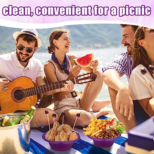 Purple Disposable Plastic Bowls for Parties - 100 Pack, 12oz