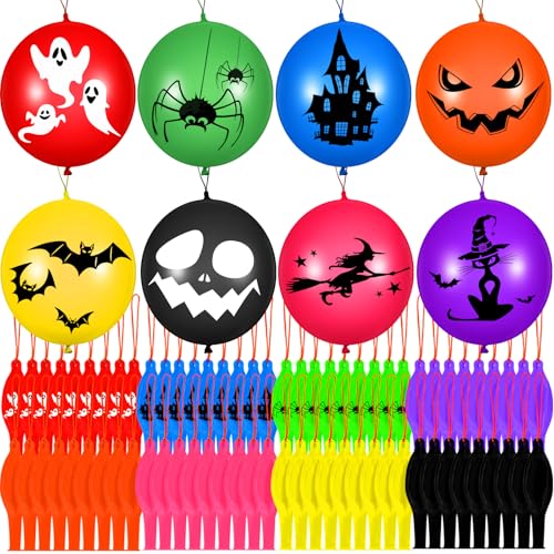 120 Pcs Halloween Punch Balloons Bulk 18 Inch Latex Party Favors - 8 Colors
