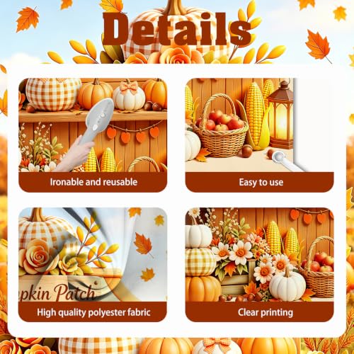 Fall Photo Banner with Pumpkin Cutout 3.6x6ft Halloween Thanksgiving Decor