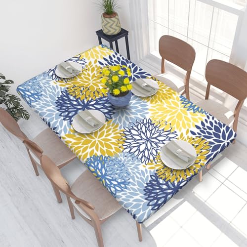 Fiokroo Rectangle Tablecloth 48x30 Inches with Chrysanthemum Flowers - Waterproof & Wrinkle-Resistant Decor