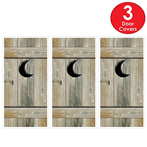 Rustic Desert 3-Piece Western Outhouse Door Covers for Cowboy Party Decorations - Indoor & Outdoor