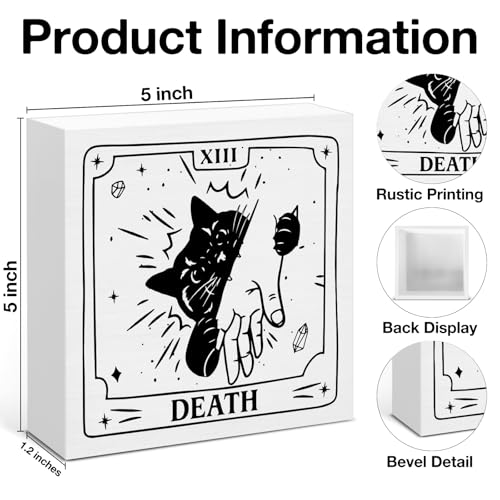 Tarot Cat Decor Wooden Sign - Horrible Death Variation