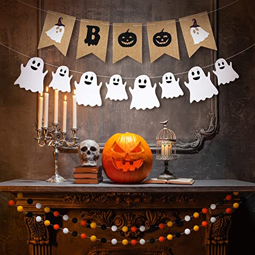 Halloween Banner Set with Ghost, Boo & Ball Garlands - Burlap & Felt Decorations