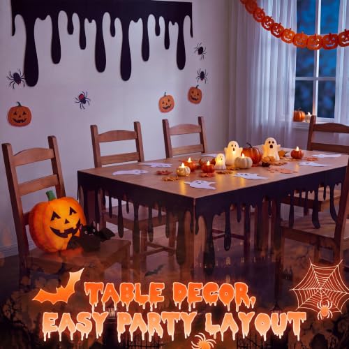Black Felt Halloween Mantle Cover Set - 6 Pcs, 39x16 Inches - Spooky Decor