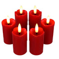 Red Flameless LED Votive Candles with Auto Timer - 6 Pack, D1.5xH2.6 Inches