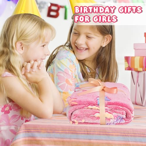Glow in the Dark Butterfly Blanket for Girls - Pink 50x60 Inches, Kids Room Decor & Gift