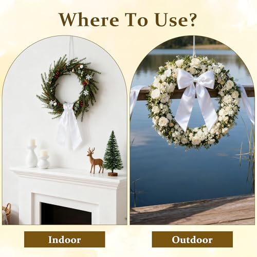 White Satin Wedding Sash Set - 2 Pieces Monogram Party Christmas Halloween Decor
