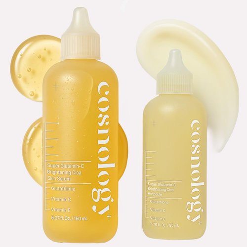 COSNOLOGY Glass Skin Care Set - Glow Serum & Brightening Ampoule | Niacinamide, Vitamin C, Retinol, 150ml + 80ml