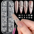 Silver Nail Rhinestones Charms Set - 2000 Small Flatback Crystals for Nail Art & DIY Decorations