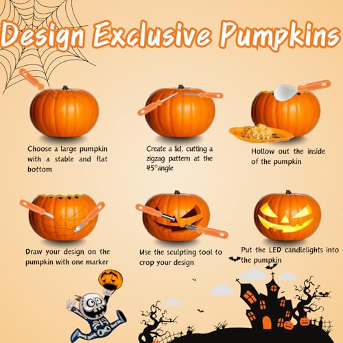 Pumpkin Carving Kit with 10 Heavy Duty Stainless Steel Tools & Carrying Case - Halloween Decoration
