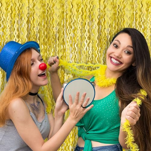 Gold Fringe Curtain Backdrop 2 Pack - Sparkling Tinsel Party Decorations